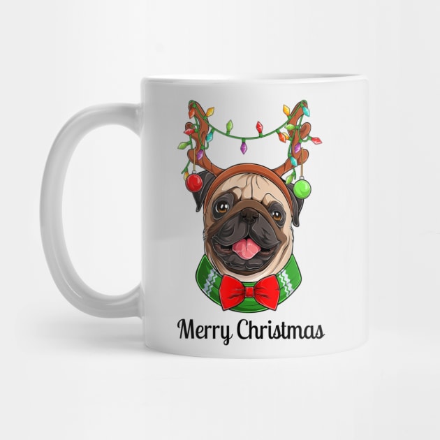 Merry Christmas Cute Pug design by Ashden